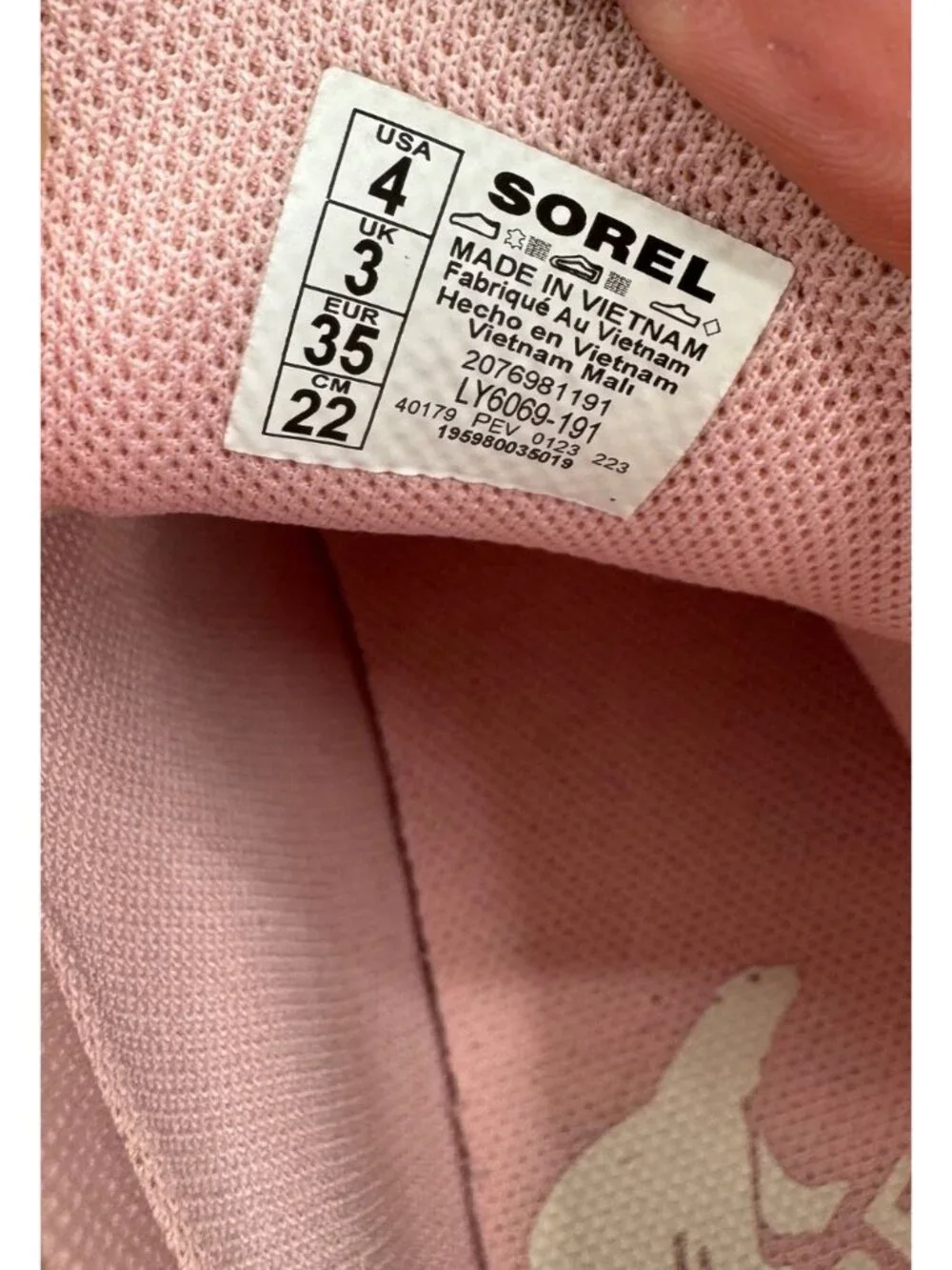 Sorel Youth Out N About Waterproof Duck Boots Size 4 Chalk/ Pink